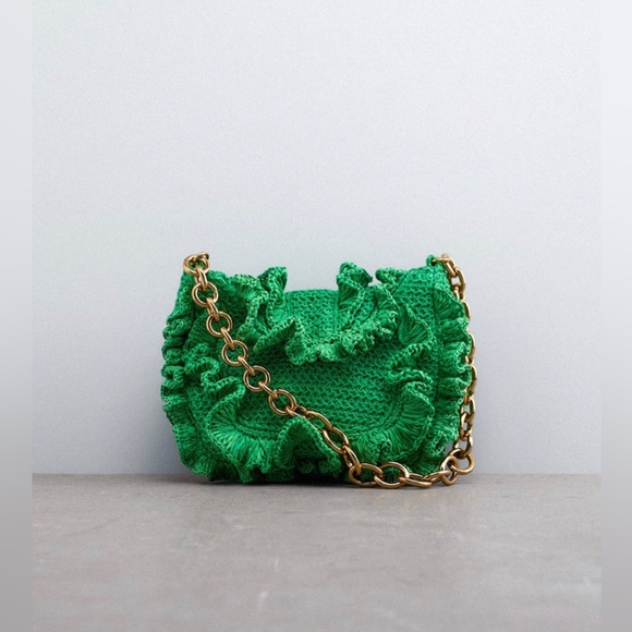 Zara Handbags - NWOT zara | Ruffled Rafia Purse